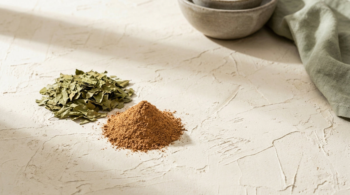 The distinction between henna leaf and henna powder.