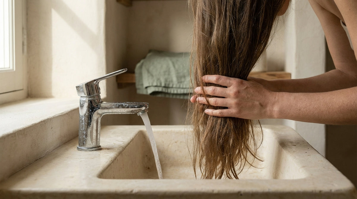 The subtle dulling effect of hard water on hair.