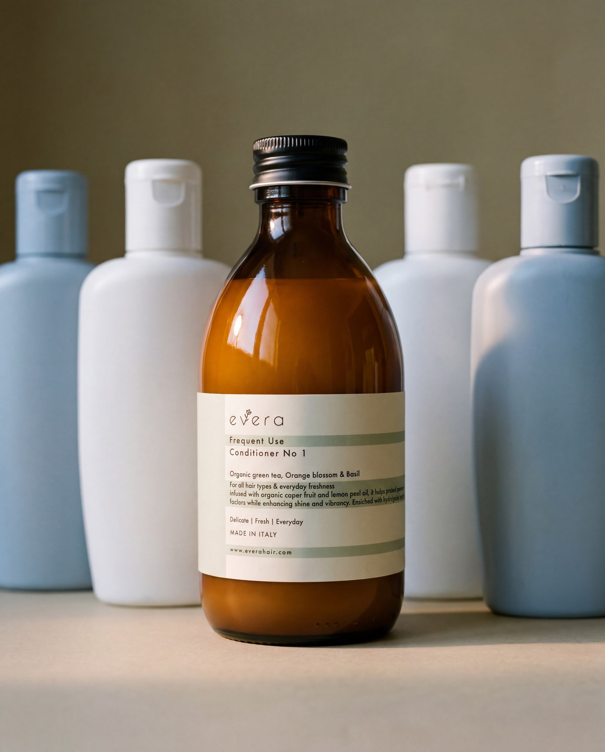Frequent Use Conditioner N1 — beside ordinary supermarket bottles