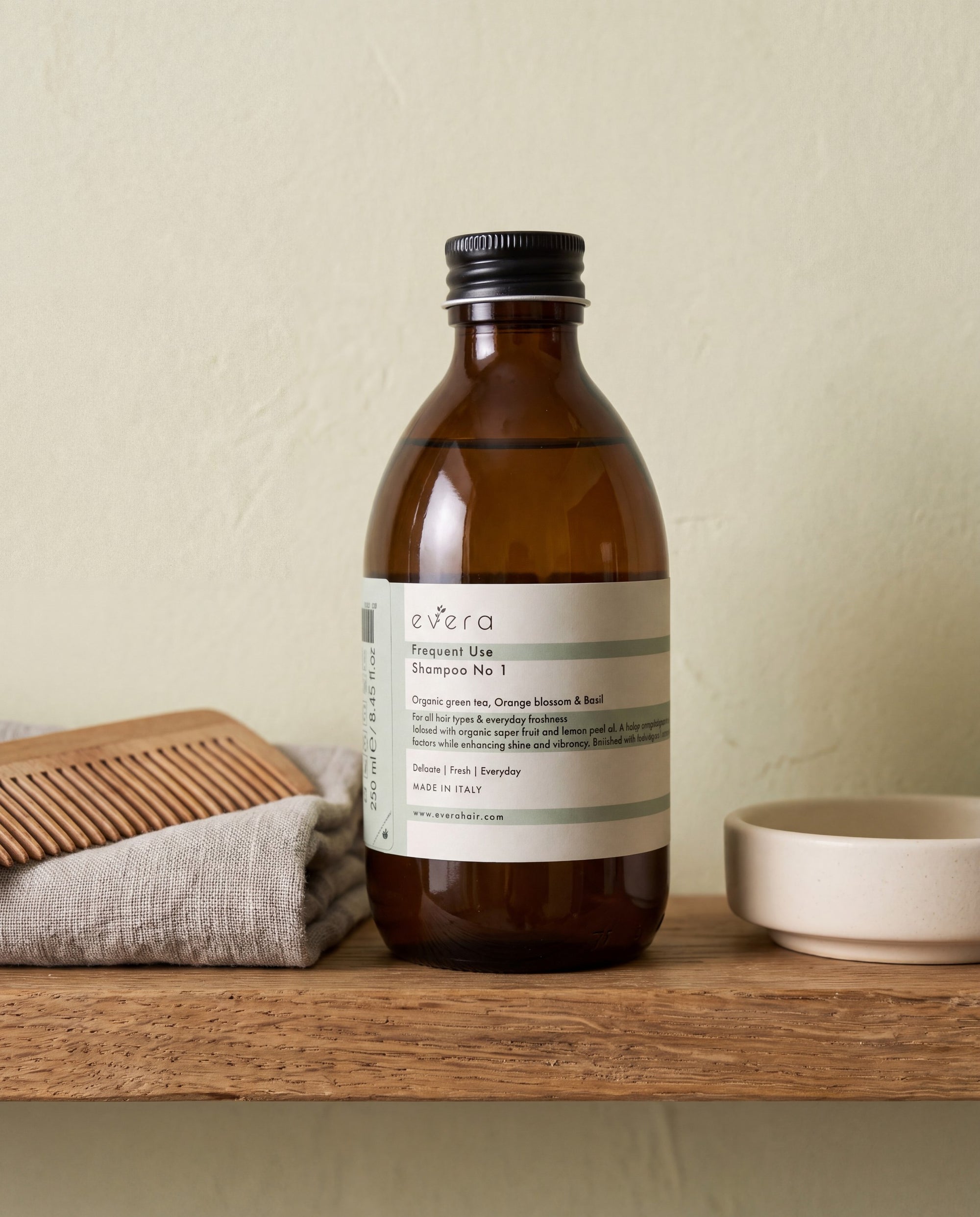 Frequent Use Shampoo N1 — on a shelf, shown to scale