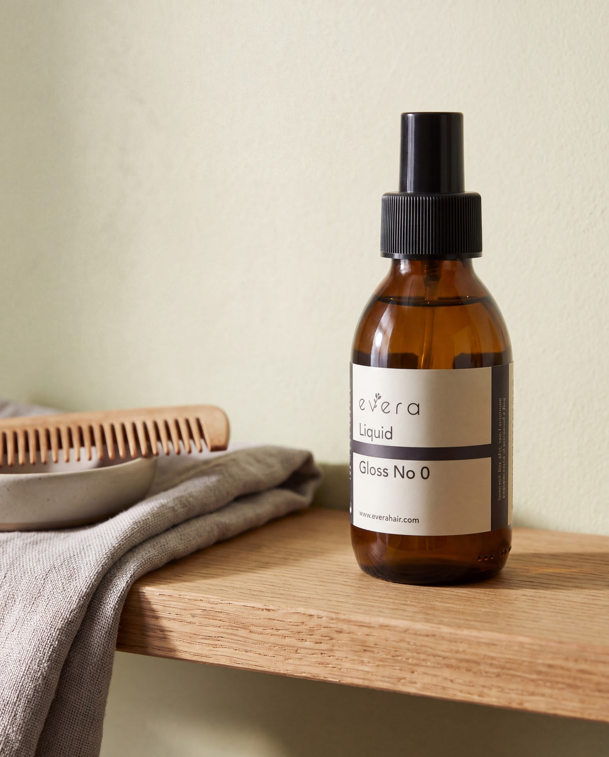 Liquid Gloss Treatment Nº0 — on a shelf, shown to scale