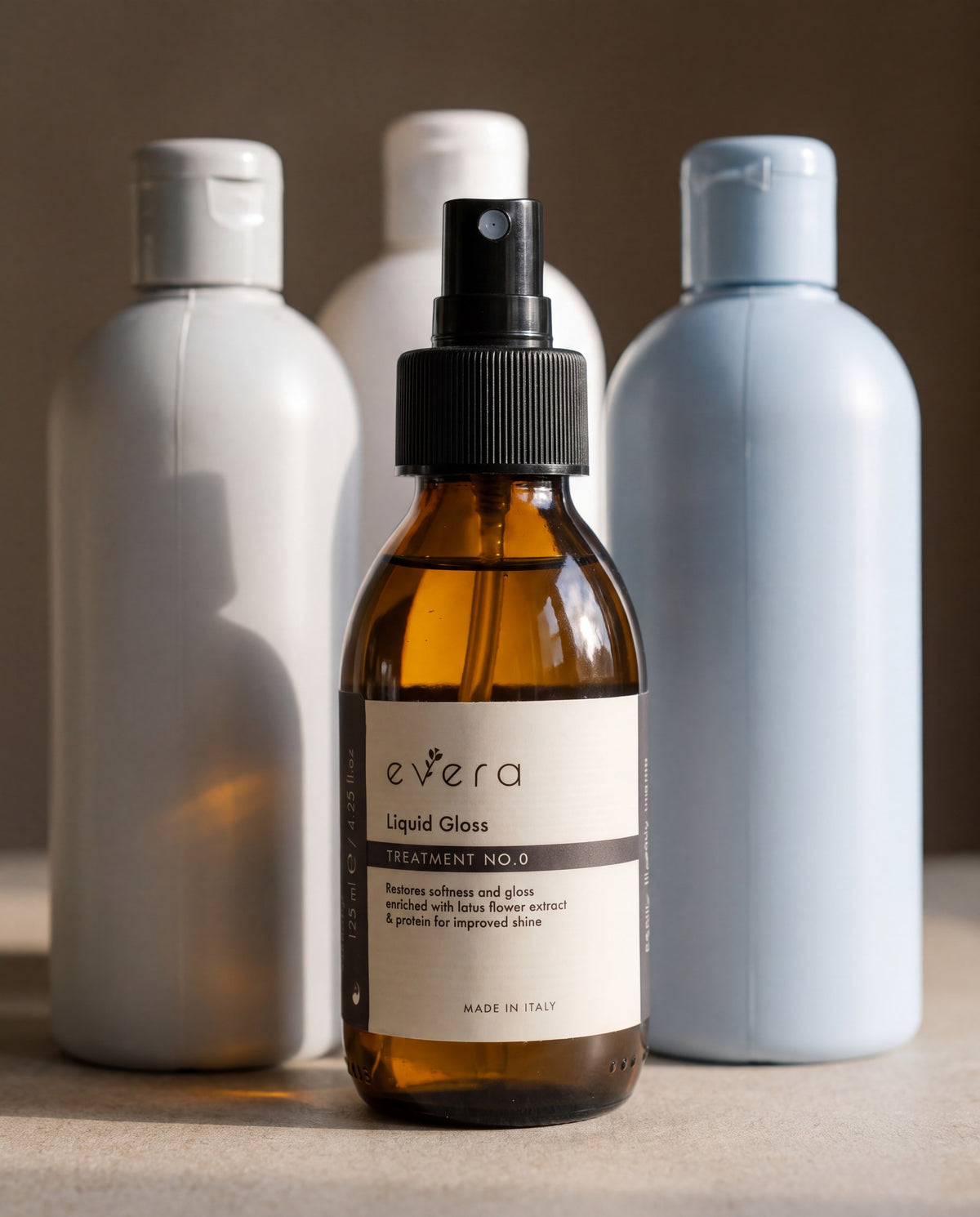 Liquid Gloss Treatment Nº0 — beside ordinary supermarket bottles