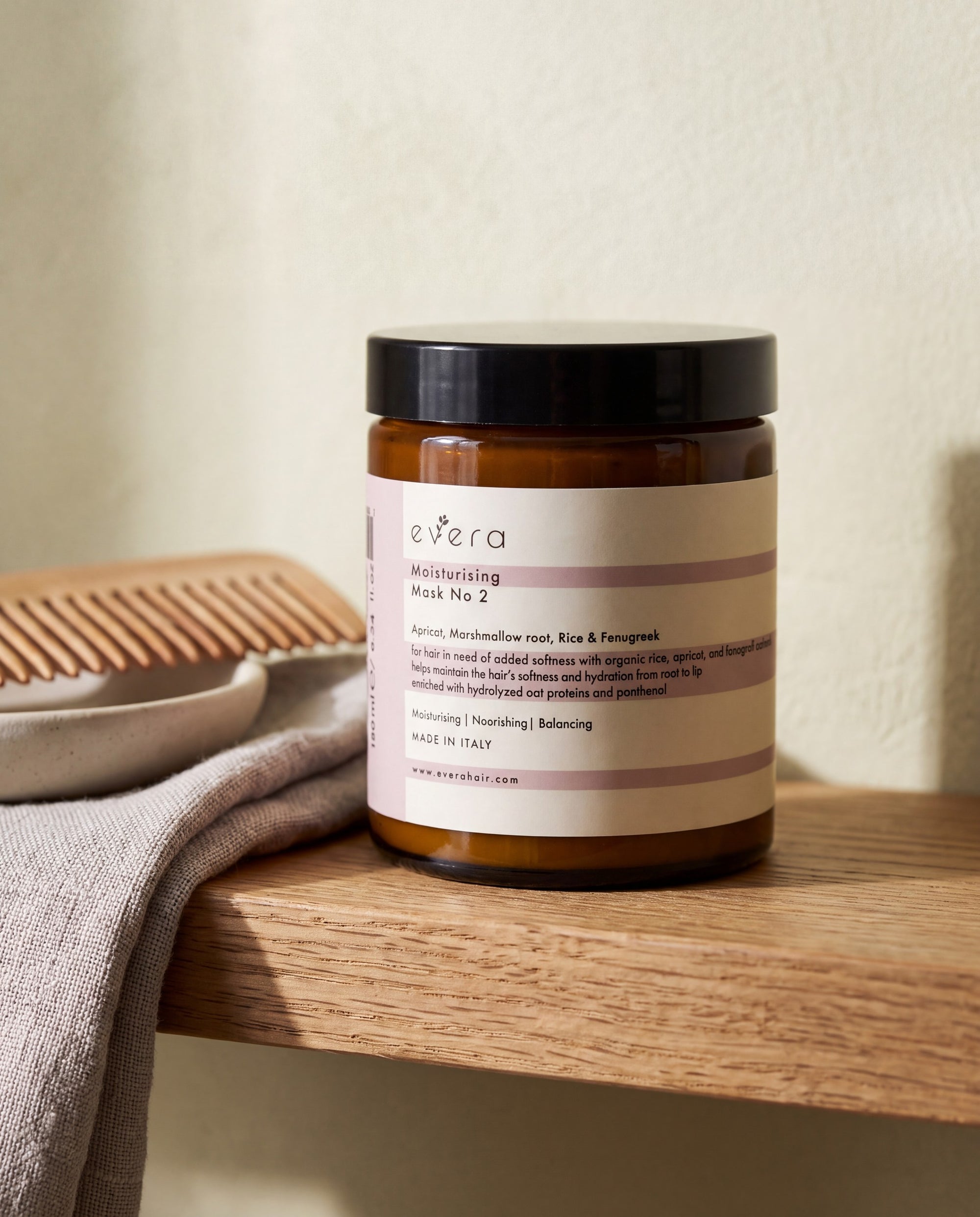 Moisturising Mask No.2 — on a shelf, shown to scale