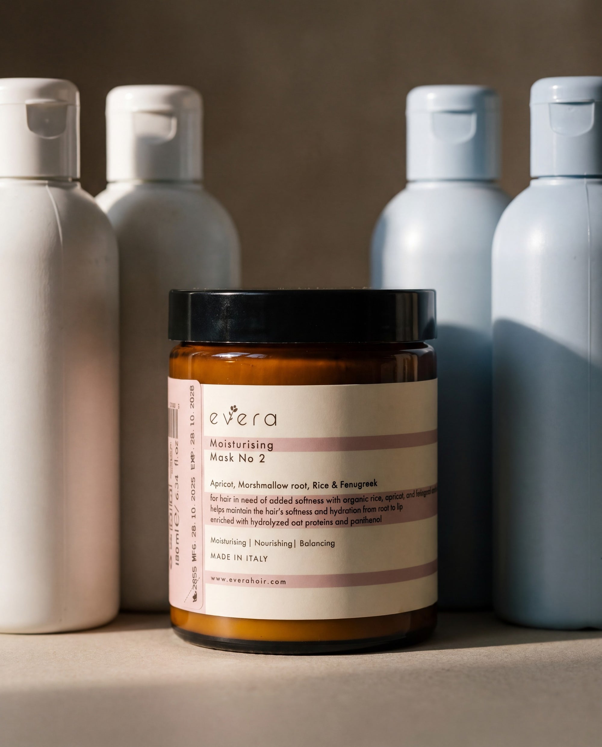 Moisturising Mask No.2 — beside ordinary supermarket bottles