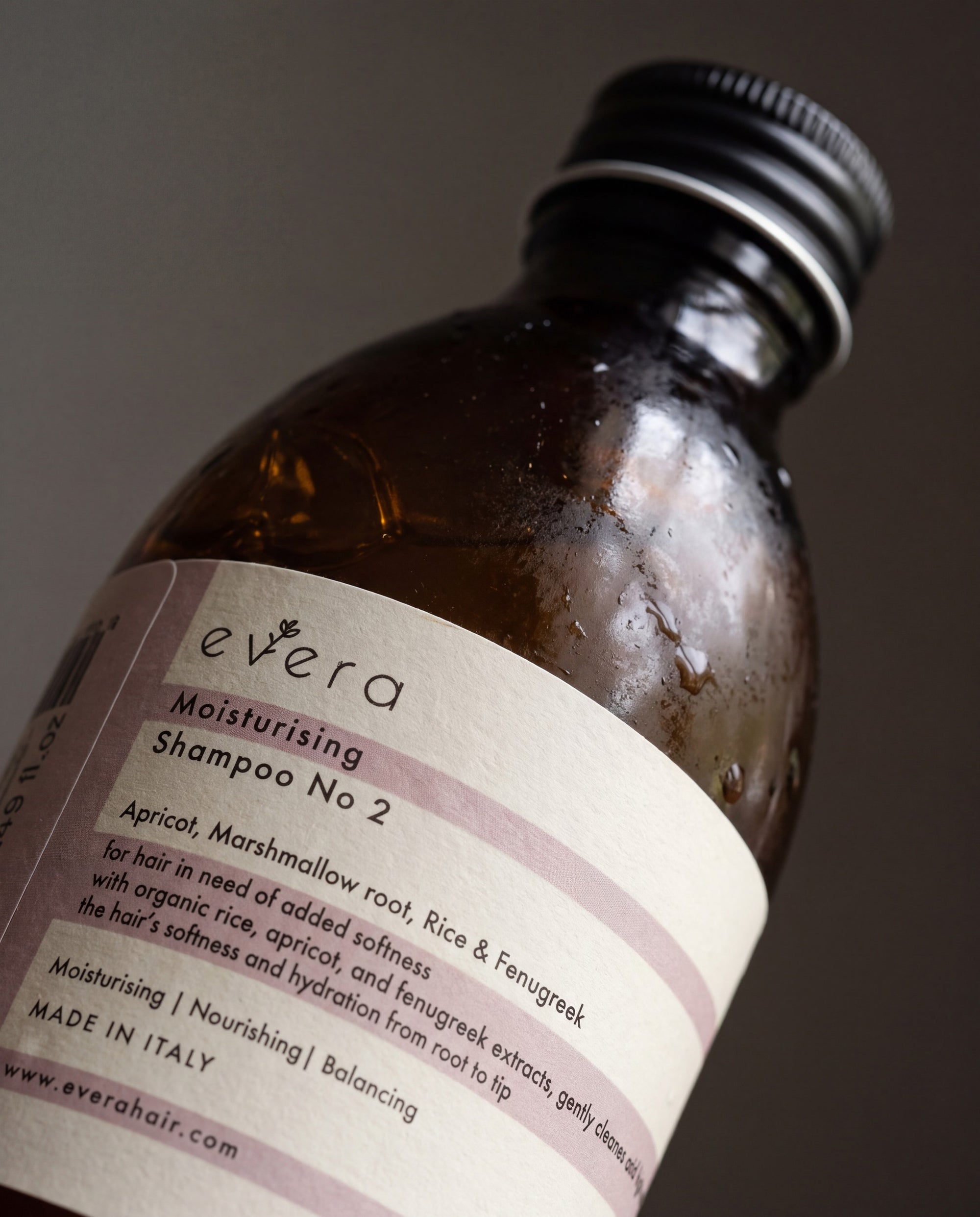 Moisturising Shampoo No.2 — close-up of the bottle and label