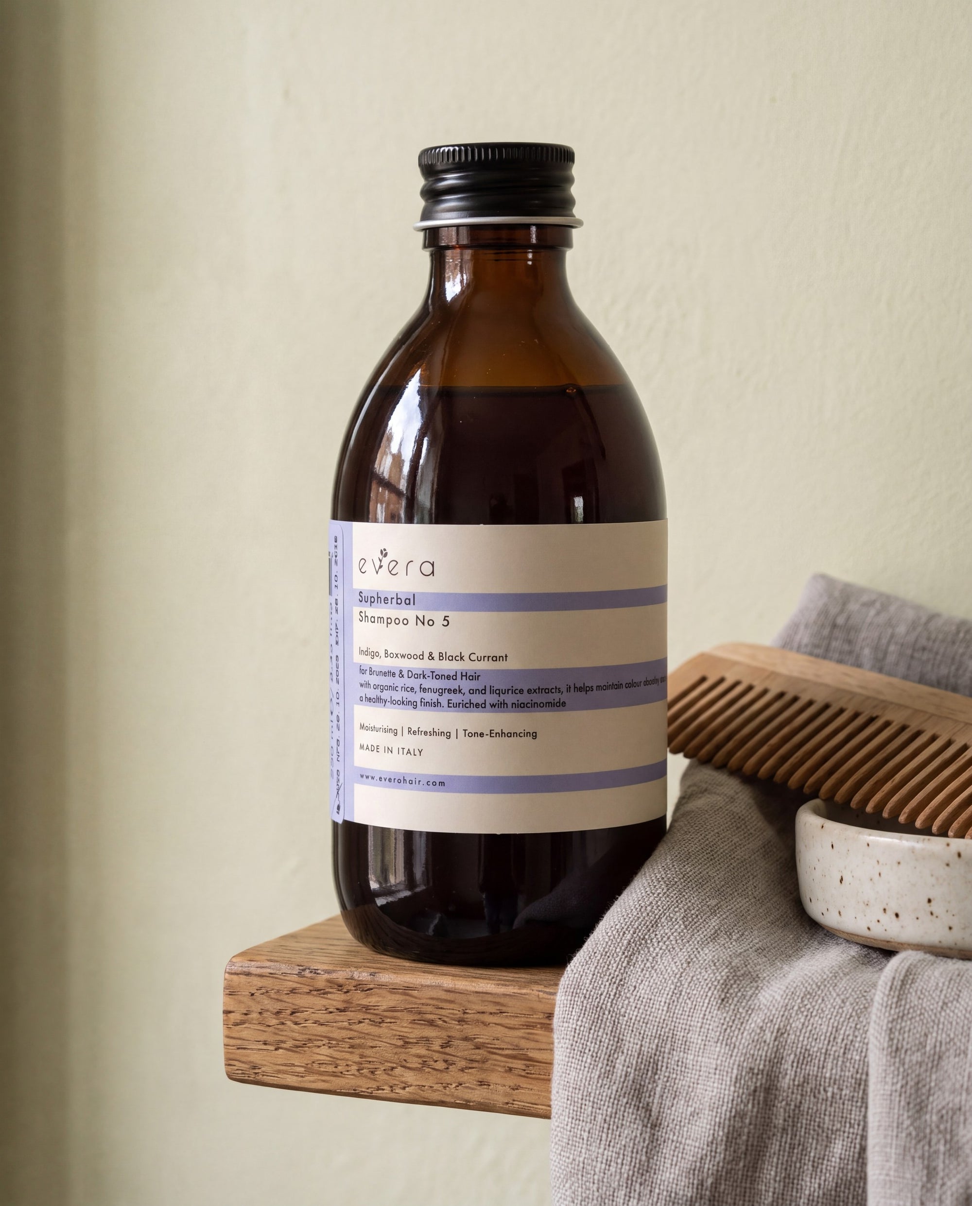 Supherbal Shampoo No.5 — on a shelf, shown to scale